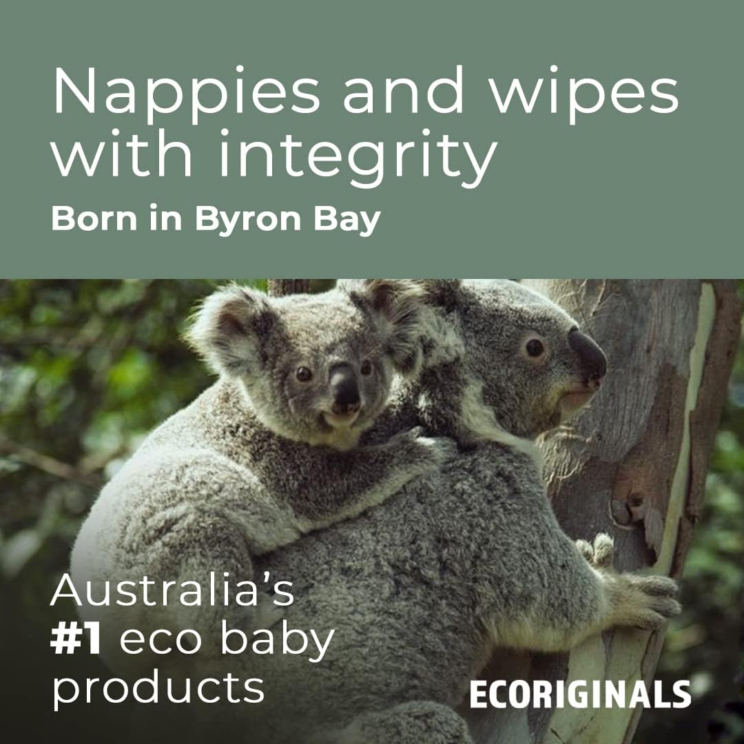 Ecoriginals Eco Disposable Nappies | Newborn Plus Baby Size 1, 3.5-5kg | 3 Pack, 90 count | Plant-Based, Non-Toxic