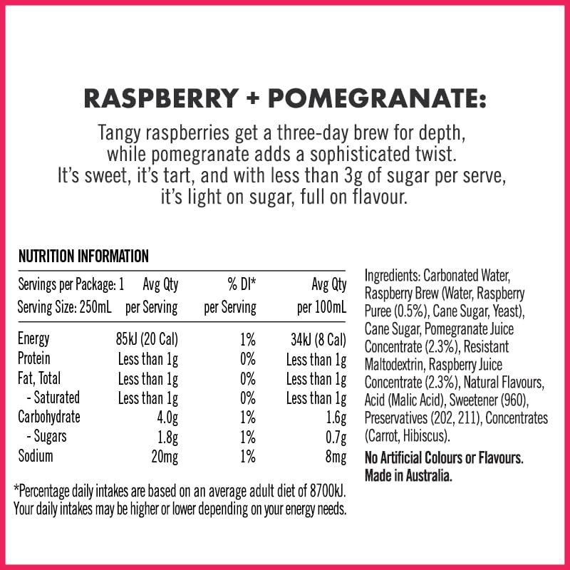 Bundaberg Refreshingly Light Raspberry & Pomegranate 24 x 250ml
