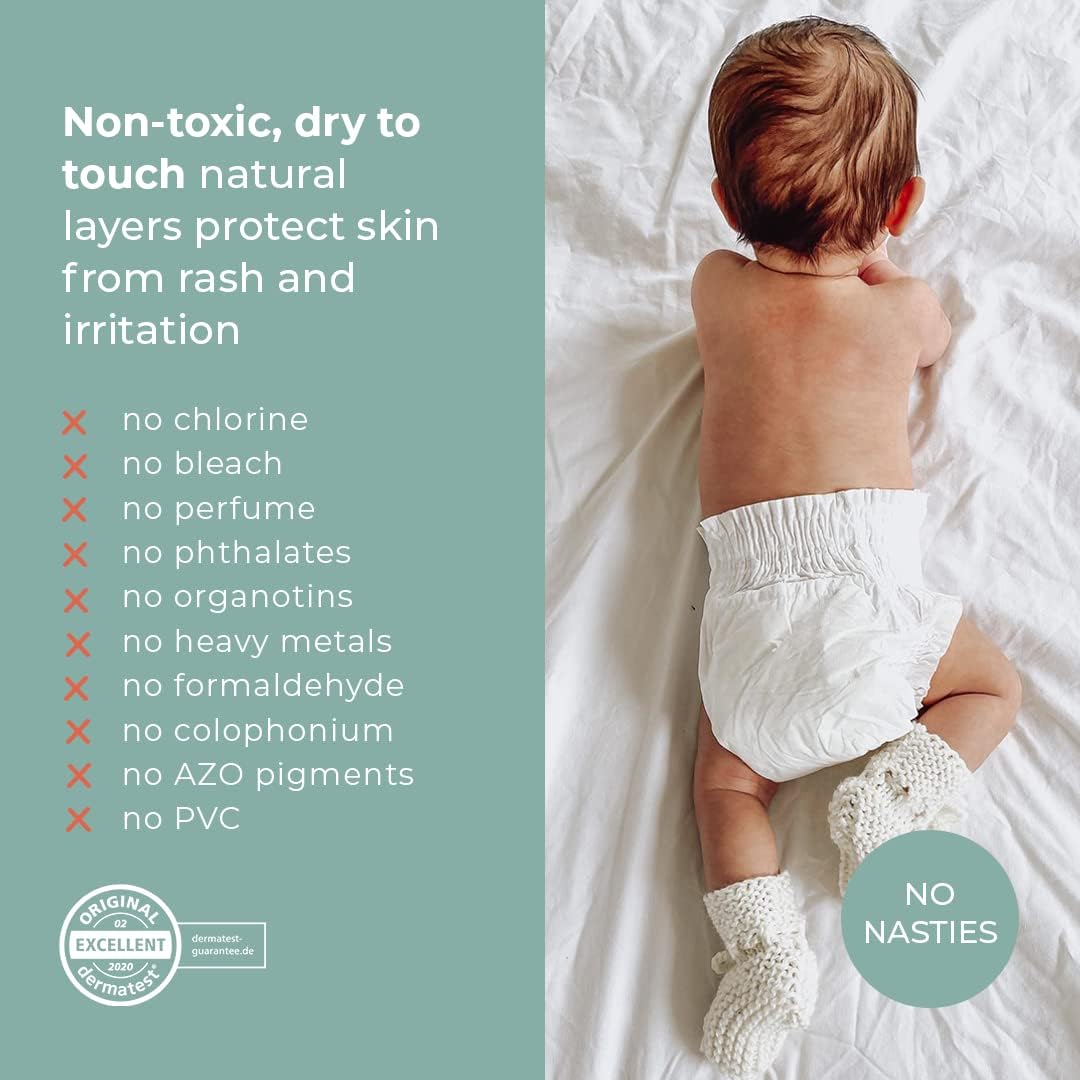 Ecoriginals Eco Disposable Nappies | Newborn Plus Baby Size 1, 3.5-5kg | 3 Pack, 90 count | Plant-Based, Non-Toxic