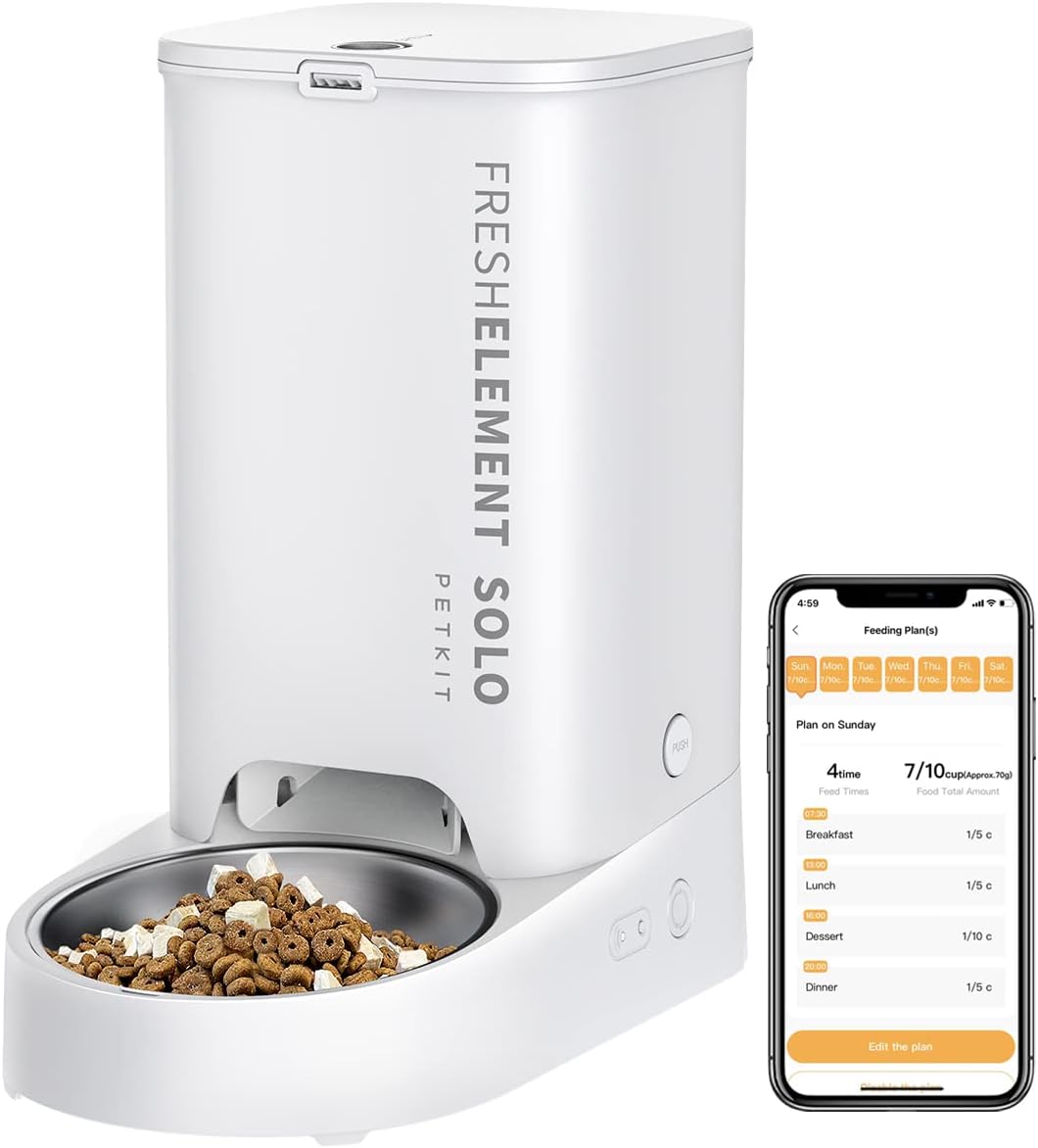 PETKIT Automatic WiFi Cat Feeder, APP Control for Remote Feeding & Monitor, Schedule Up to 10 Meals Per Day, 304 Stainless Steel & Advanced Fresh Lock Technology, Cats/Dogs Up to 15 Days of Feeding
