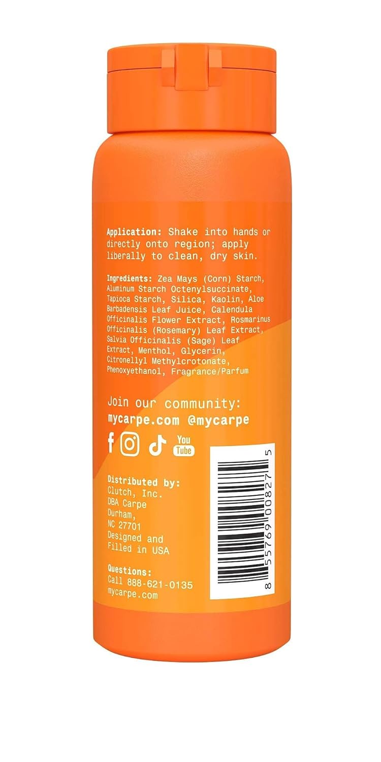 Carpe Sweat Absorbing Groin Powder (For Men) - Designed for Maximum Sweat Absorption - Mess and Friction Free, Stop Chafing
