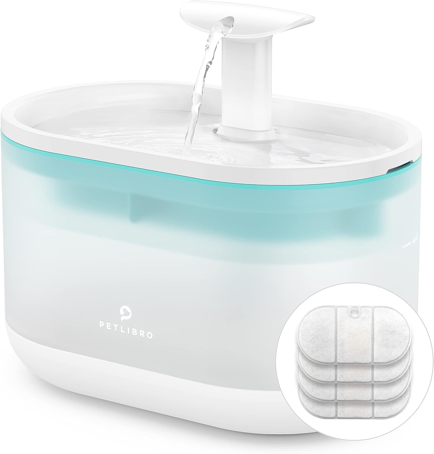 Cat Water Fountain, 71fl oz/2.1L Ultra Quiet Pet Water Fountain for Cats Inside, BPA-Free Cat Fountains for Drinking with Two Flow Modes,Cat Water Dispenser Bowl with 4 Large Filters for Pets