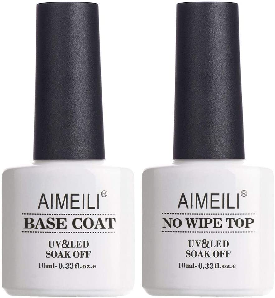 AIMEILI Soak Off UV Gel Polish Base Coat and No Wipe