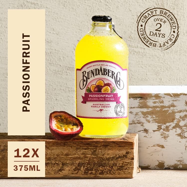 Bundaberg Passionfruit Sparkling Drink, 12 x 375 Milliliters