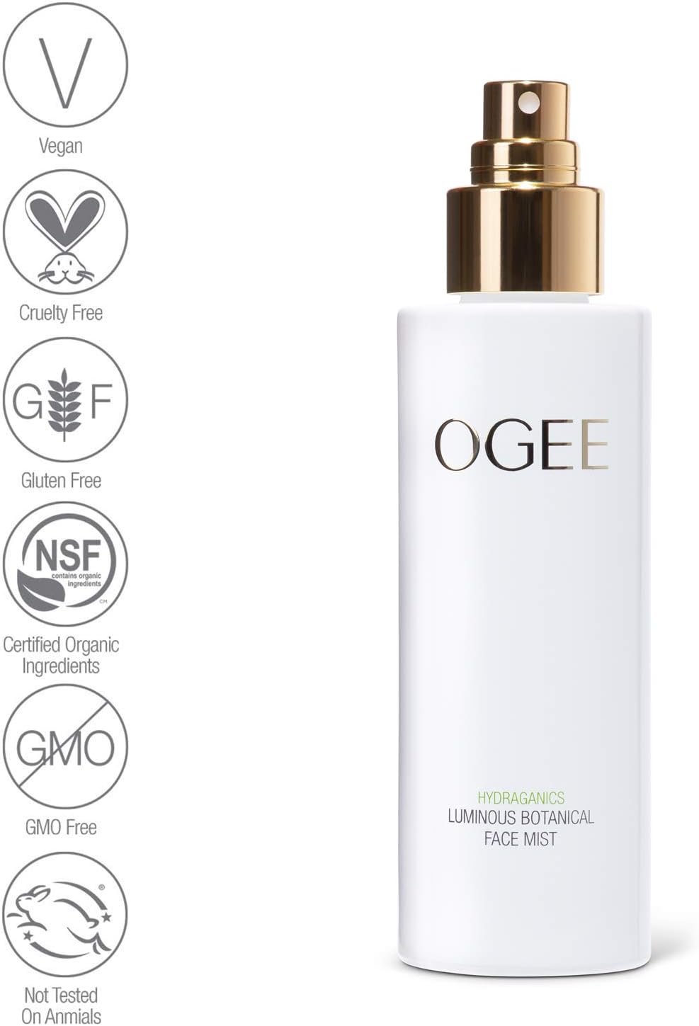 Ogee Rose Luminous Botanical Face Mist, Organic & Vegan Skin Moisturizer, 90ml