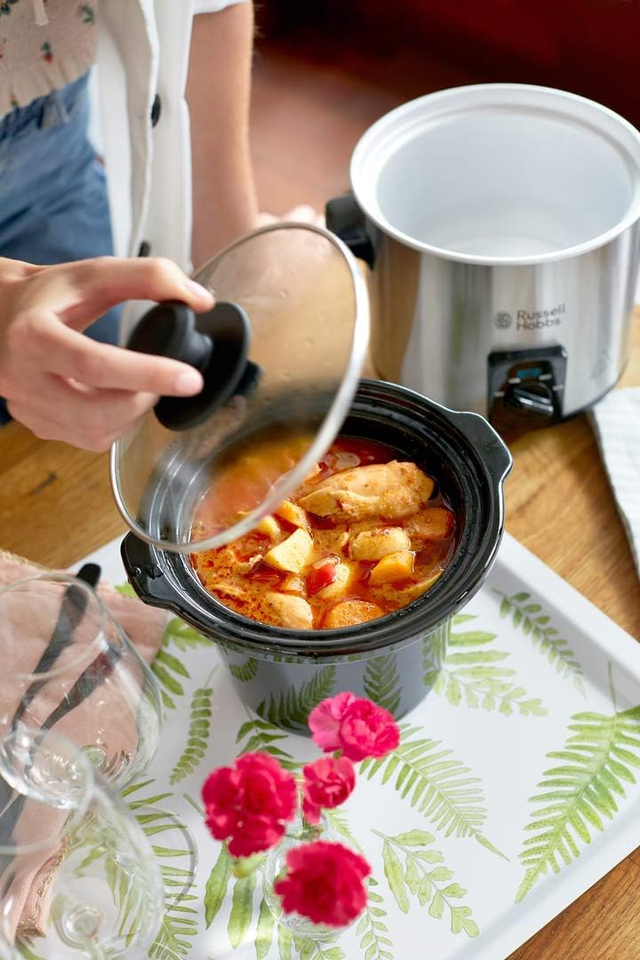 Russell Hobbs Slow Cooker, Slow Cooker Mini 2.0 L, 2 Temperature Settings & Keep Warm Function, Ceramic Garden Pot, Compact Design, Compact Home Slowcooker 25570-56