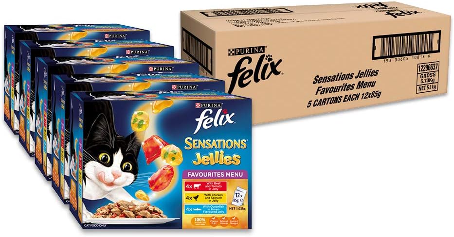 Felix Sensations Jellies - Favourites Menu, Adult and Senior, 60x85g