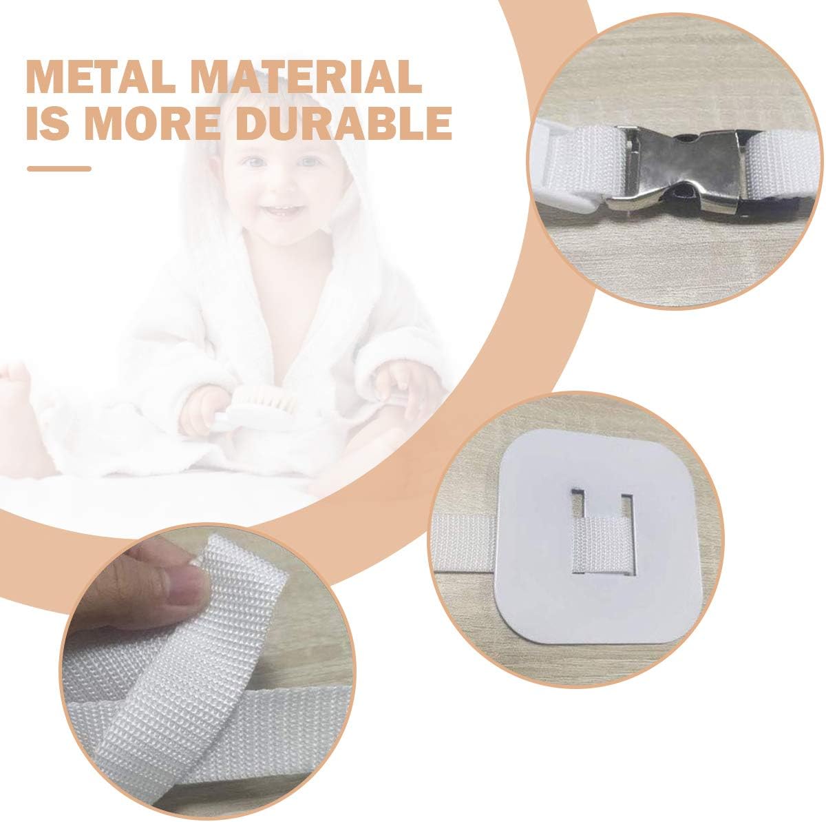 LATTCURE Strap for Baby Cot, 7 m Attachment, Side Cot Strap for Box Spring Beds, Side Cot Strap, Strap for Box Spring Beds, Side Cot Strap White for Docking.