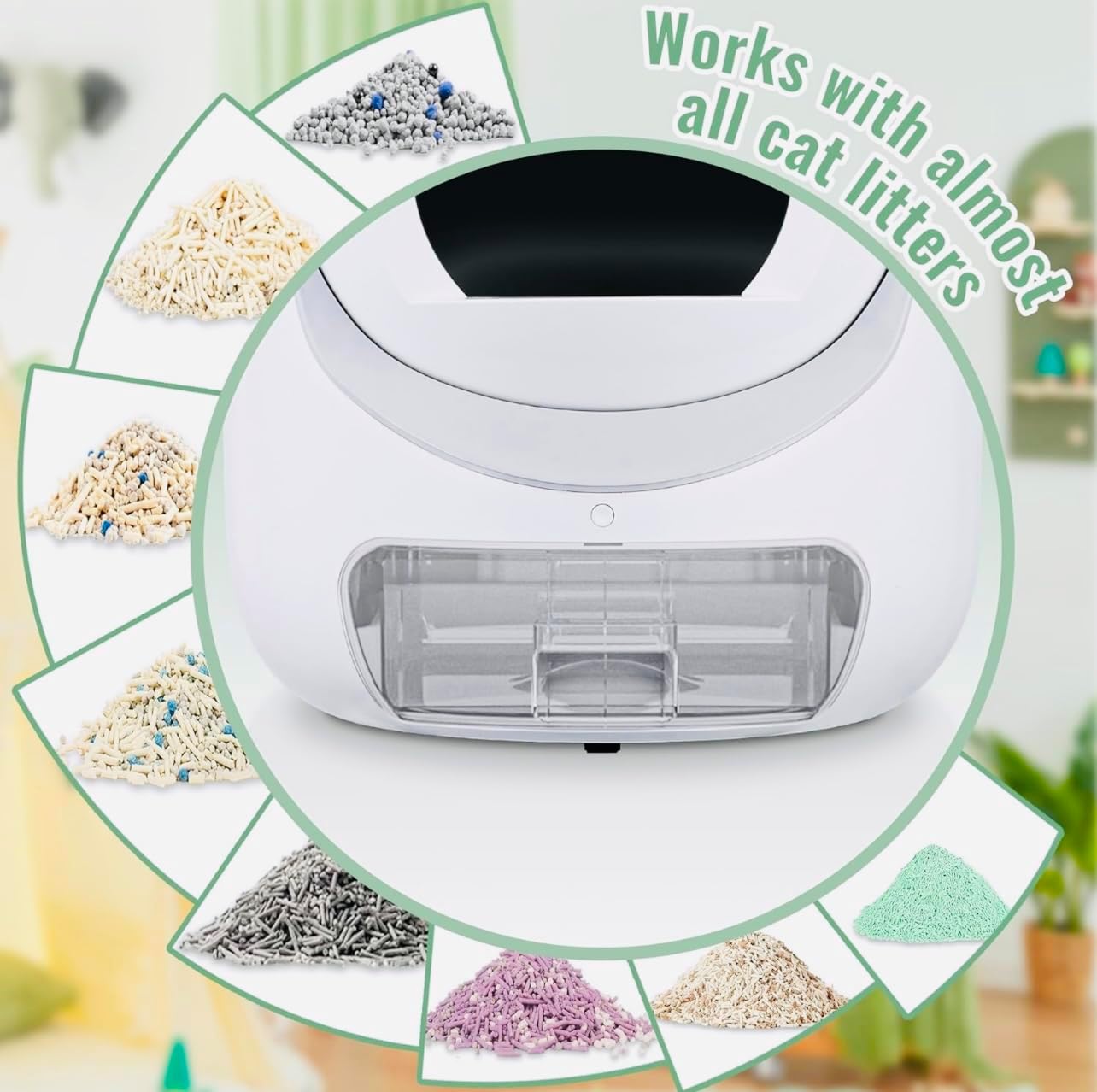 Self Cleaning Cat Litter Box - 85L Extra Large Automatic Cat Litter Box Self Cleaning for Multiple Cats, Anti-Pinch/Odor-Removal Design, All Litter Can Use, with Garbage Bags/Mats, App Control