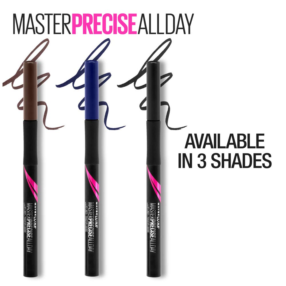 Maybelline Eyestudio Master Precise All Day Waterproof Liquid Eyeliner Makeup, Black, 2 Count