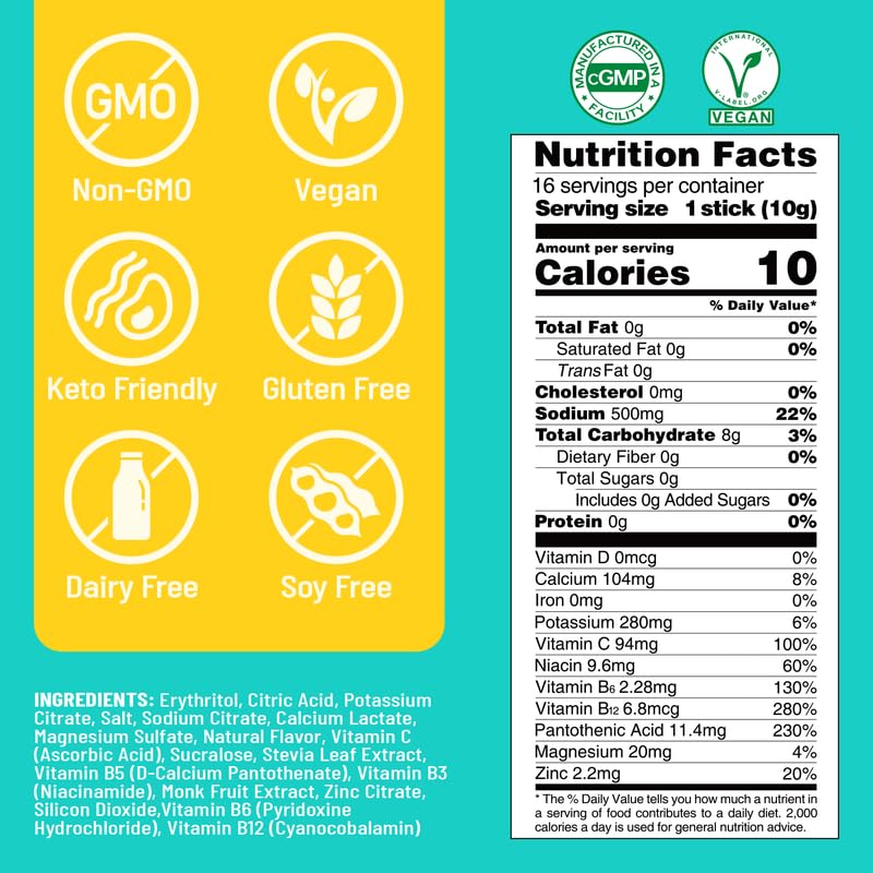 Venture Pal Sugar Free Electrolyte Powder Packets - Liquid Daily IV Drink Mix for Rapid Hydration & Party Recovery