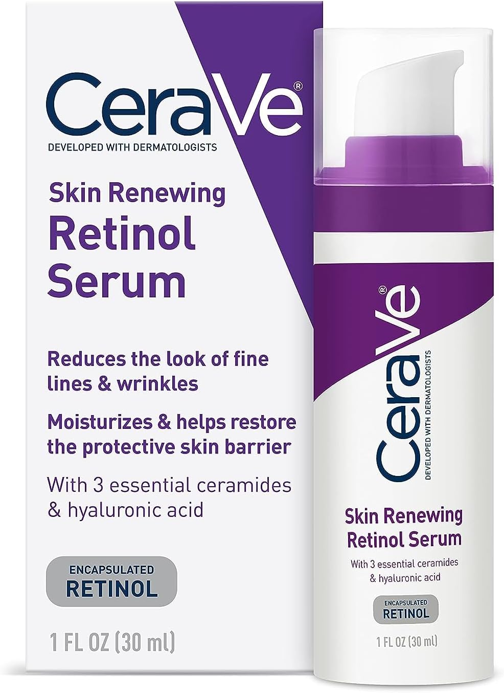 CeraVe Anti Aging Retinol Serum | Cream Serum for Smoothing Fine Lines and Skin Brightening | With Retinol, Hyaluronic Acid, Niacinamide, and Ceramides