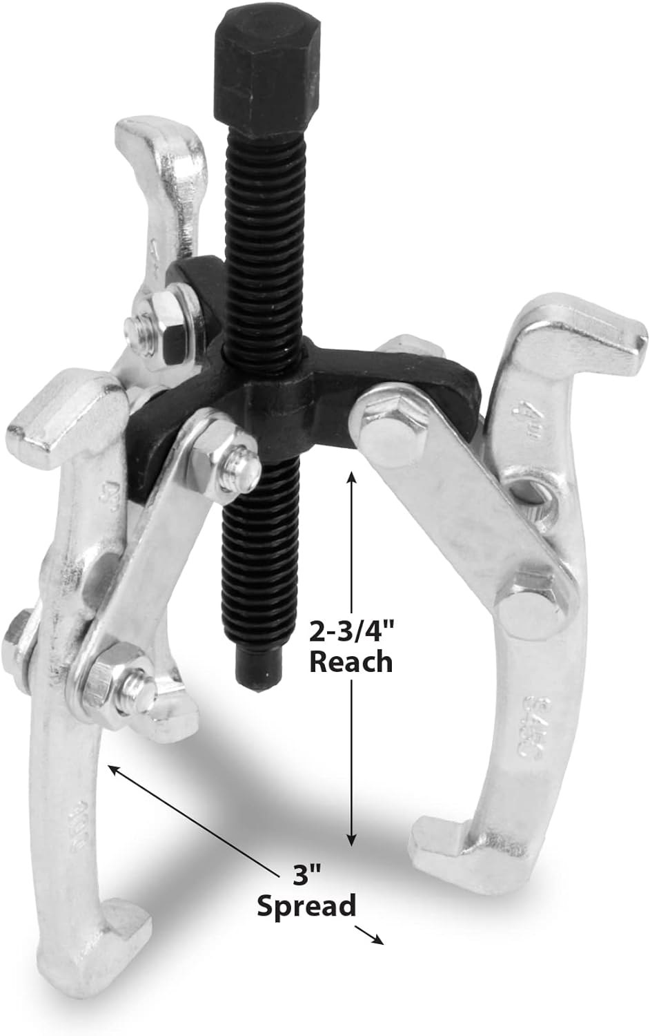 Gear Puller Set, 4-Piece Set (Sizes: 3, 4, 6 and 8-Inch), with Reversible Design for Vehicle Maintenance and Repair, Drop-Forged Steel, Chrome Plating