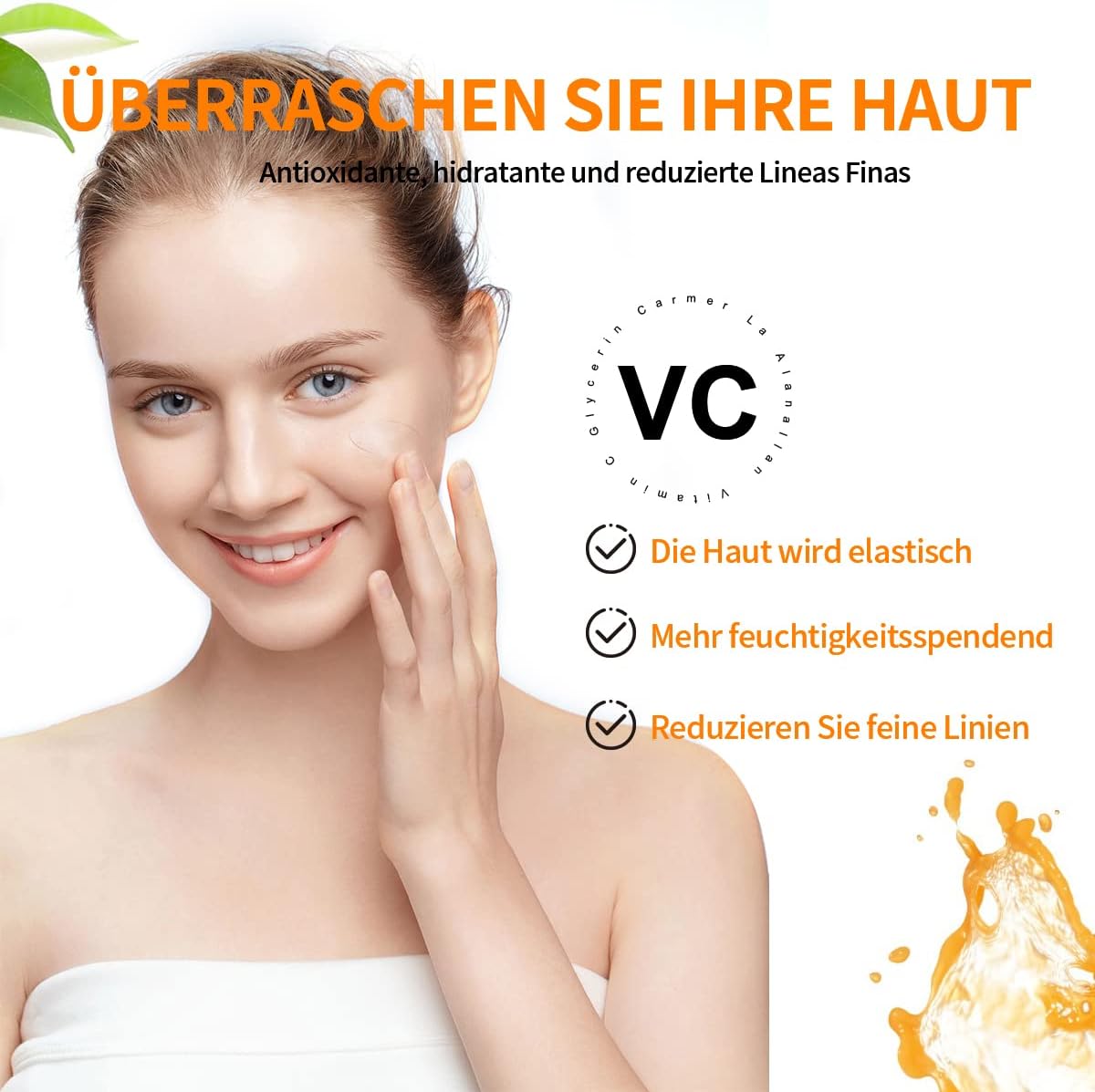 Vitamin C Serum (30 ml), with Hyaluronic Acid and VC, Dermaroller, Anti-Wrinkle Serum for a More Even and Radiant Complexion, for All Skin Types