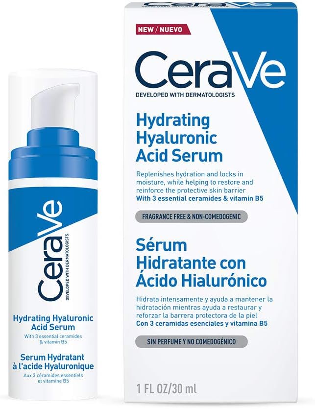 CeraVe Hydrating Hyaluronic Acid Serum | 30ml/1oz | Day & Night Facial Serum with Hyaluronic acid | For All Skin Types