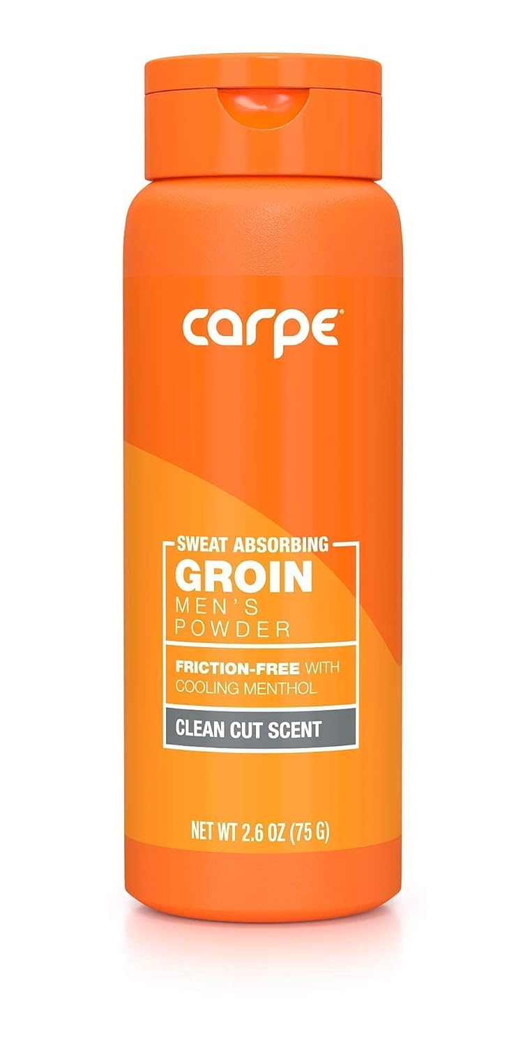 Carpe Sweat Absorbing Groin Powder (For Men) - Designed for Maximum Sweat Absorption - Mess and Friction Free, Stop Chafing