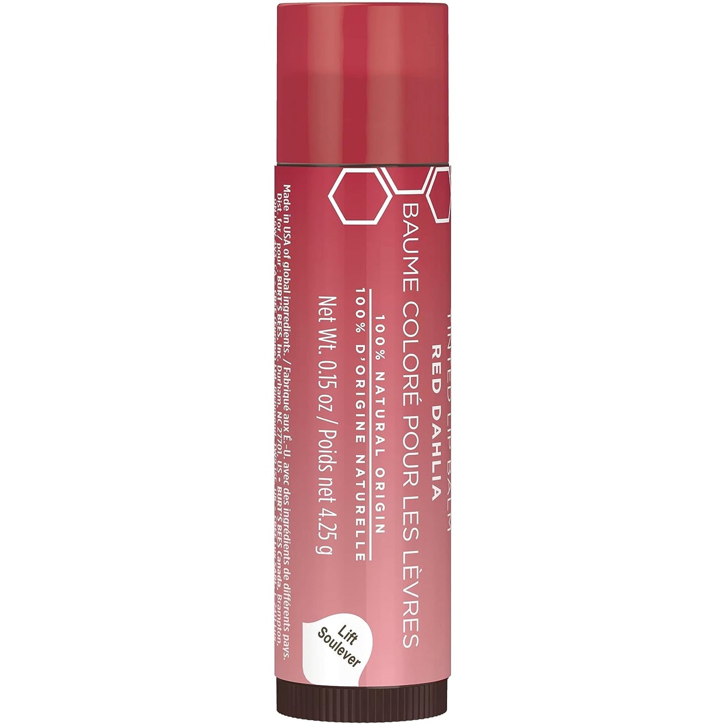 Burt's Bees Lip Balm, Tinted Moisturizing Lip Care for Women, 100% Natural, with Shea Butter, Red Dahlia (2 Pack)