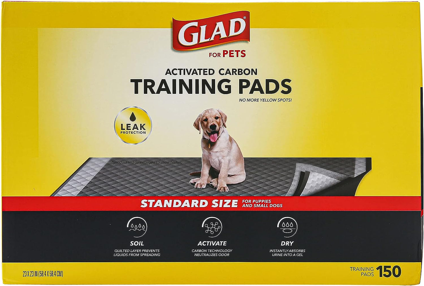 Glad for Pets Black Charcoal Puppy Pads | Puppy Potty Training Pads That ABSORB & NEUTRALIZE Urine Instantly | New & Improved Quality Puppy Pee Pads, 150 count