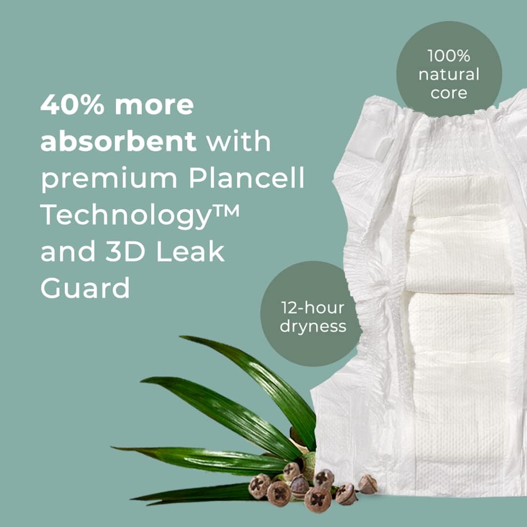 Ecoriginals Eco Disposable Nappies | Newborn Plus Baby Size 1, 3.5-5kg | 3 Pack, 90 count | Plant-Based, Non-Toxic