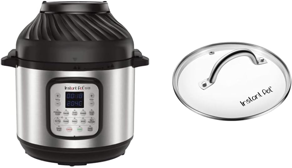 Instant Pot Duo Crisp + Air Fryer 11-in-1 Multicooker, 8L - Pressure Cooker, Air Fryer, Slow Cooker, Steamer, Sous Vide Machine & Baking Functions & Genuine Tempered Glass lid, Clear 10 in. 8 Quart