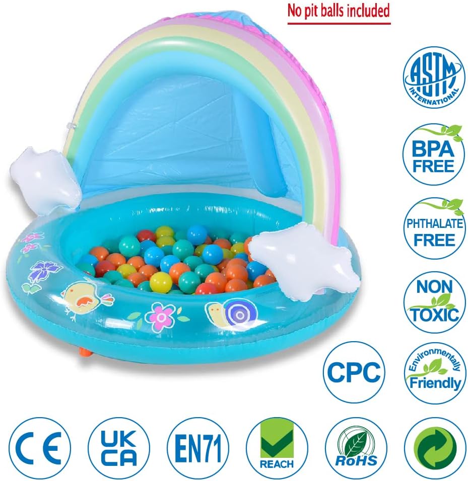 HIWENA Baby Pool Rainbow Splash Pool with Canopy Spray Pool of 40 inches Water Sprinkler for Kids for Ages 1-3