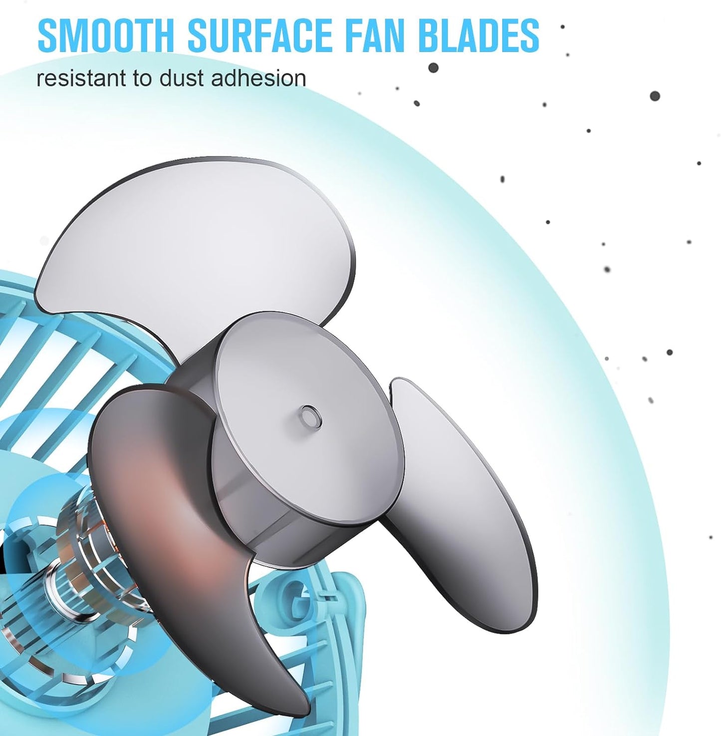 HONYIN USB Clip on Fan, 720° Rotation Small Desk & Clip Fan, 3 Speeds, Quiet Little Fan by USB Plug In