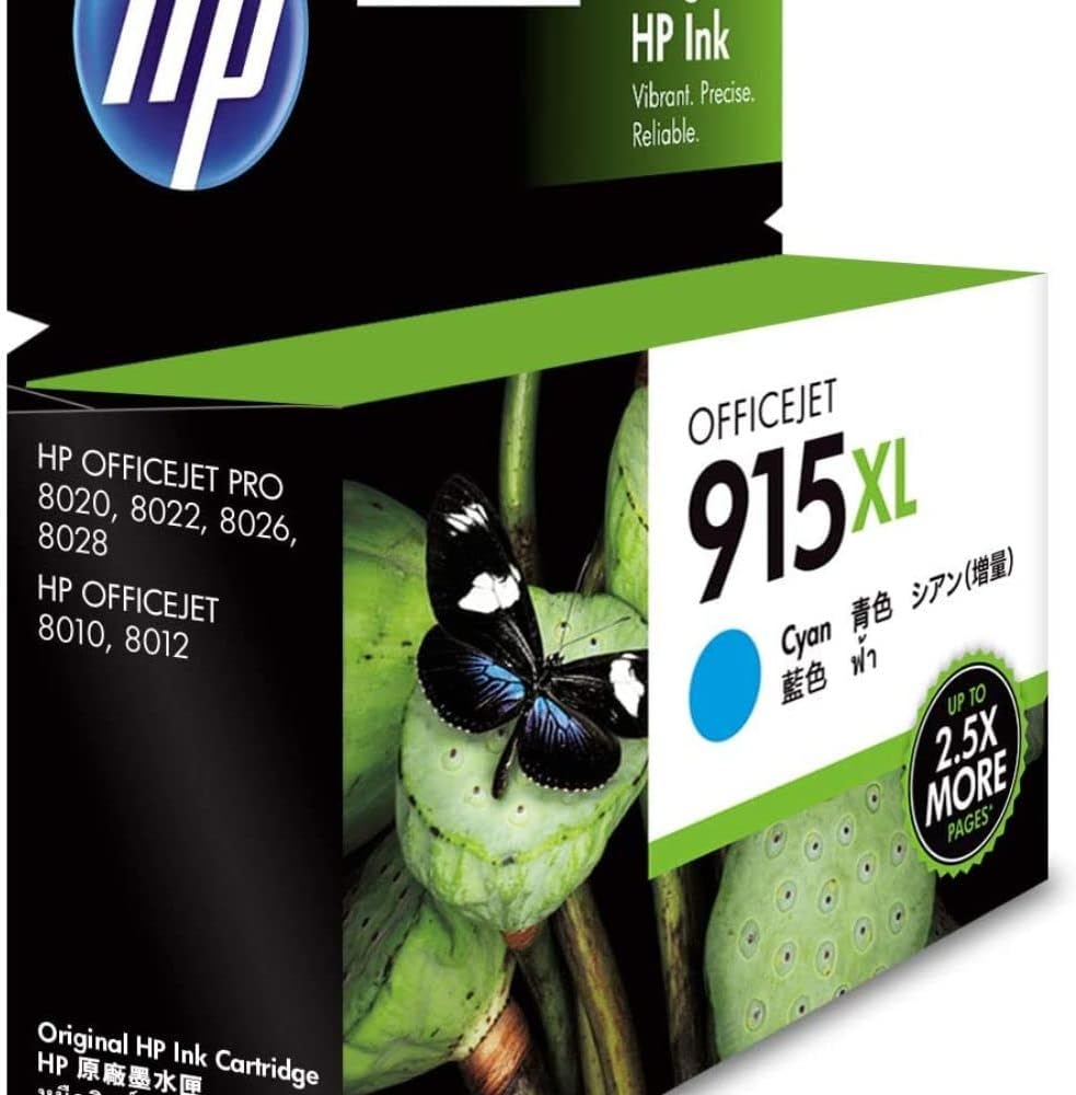 HP 915XL Genuine Original Cyan Ink Printer Cartridge,All in one