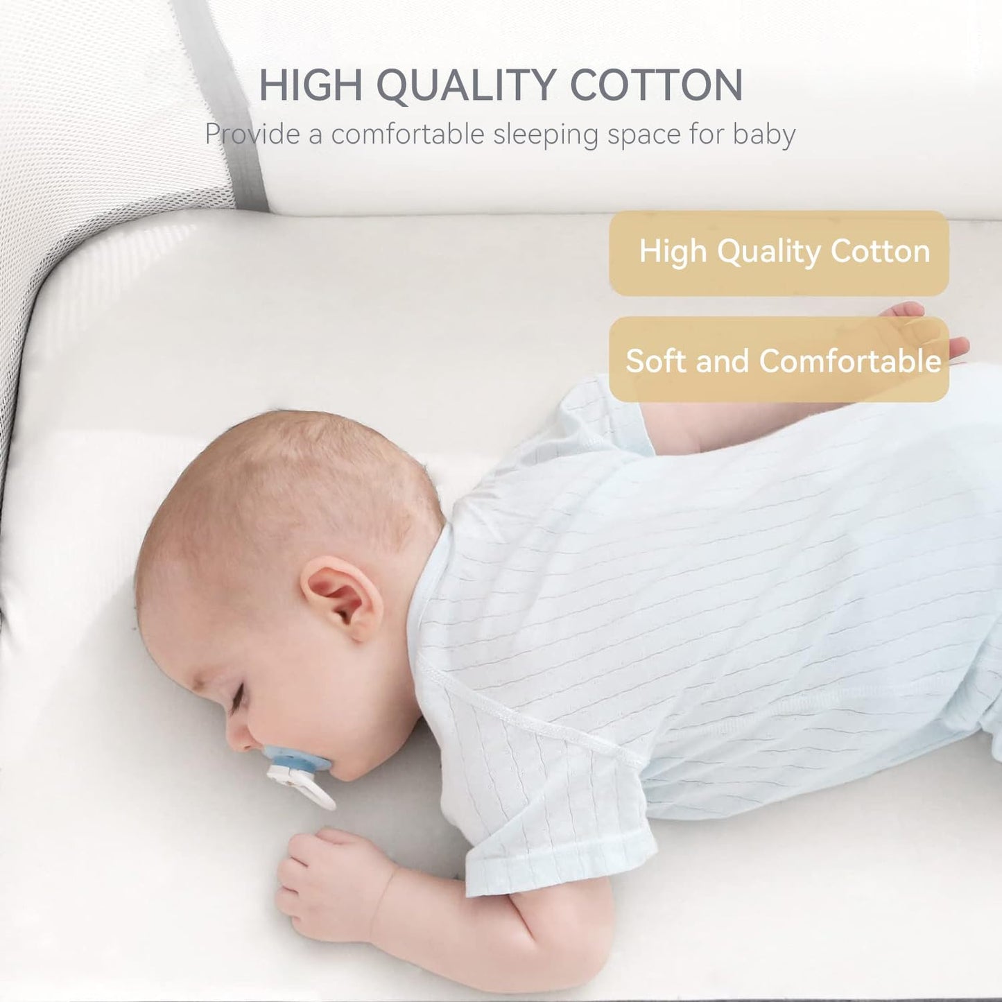 Baby Bassinet with Mattress, 3-in-1 Bedside Sleeper Co Sleeper Bassinet, Baby Bedside Bassinet Cribs Cradle with Mosquito net, Convertible Baby Cot for 0-6.