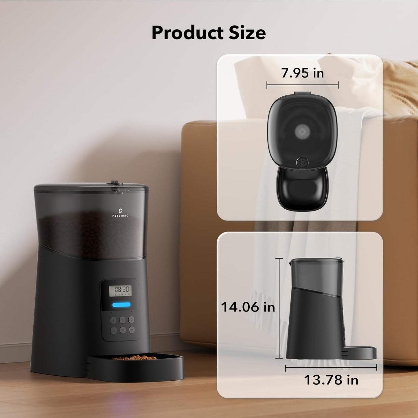 Automatic Dog Feeder 6L Auto Dry Food Dispenser for Large Breed with Lock Lid for Naughty Pet, Timed Cat Feeder Low Food LED Indication with Anti-Clog Design Up to 50 Portion & 6 Meals Daily