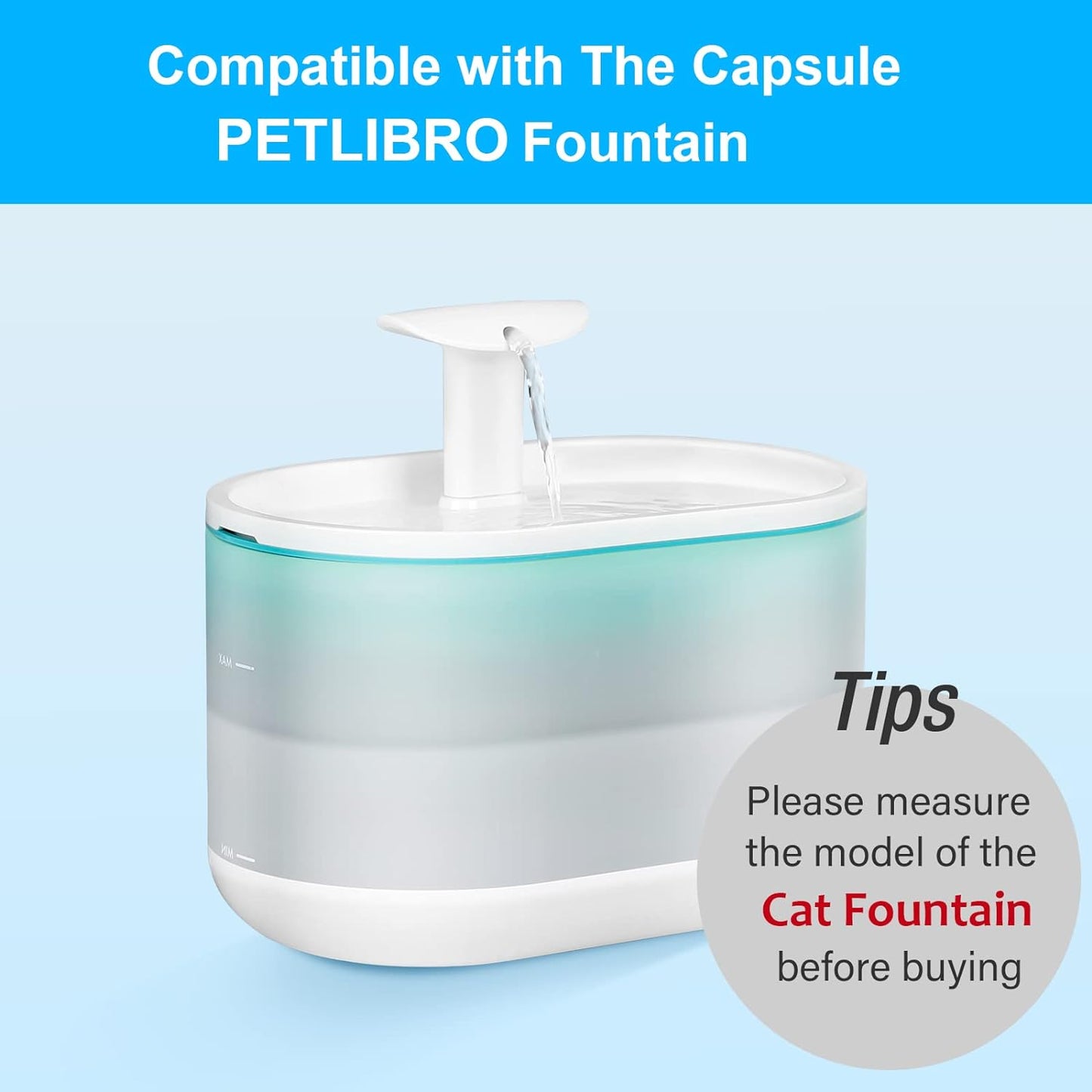 VinDox 16 Packs Replacement Cat Water Fountain Filters Compatible with PETLIBRO Capsule: PLWF002,71oz/2.1L Ultra Quiet-BPA-Free, Two Flow