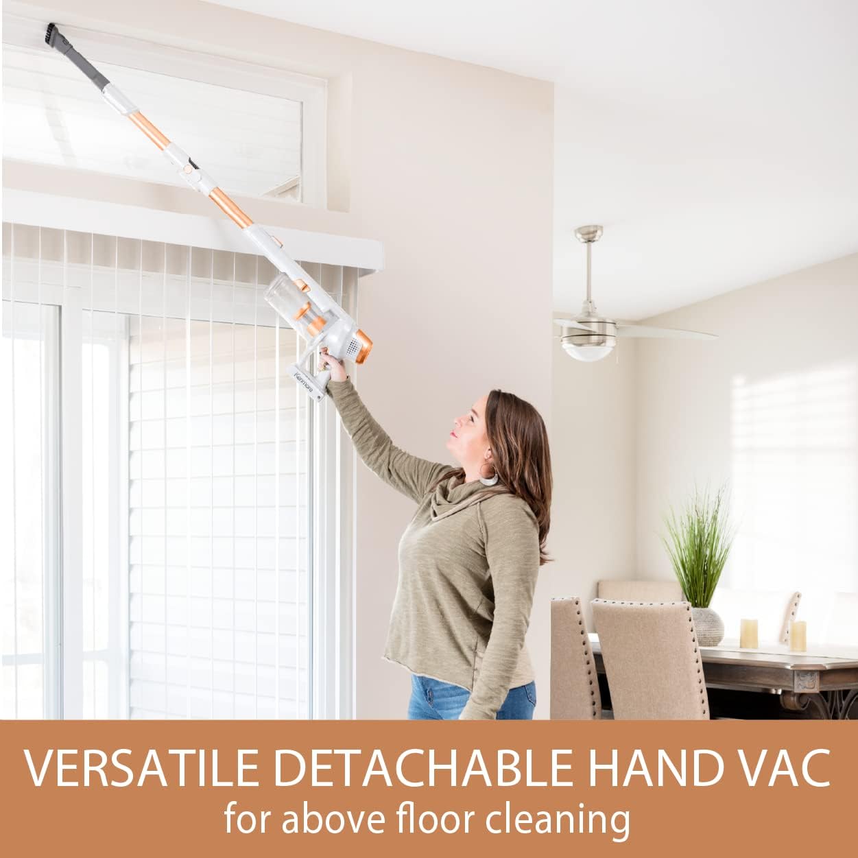 Kenmore DS4030 21.6V Cordless Stick Vacuum with EasyReach Wand, Lightweight Cleaner with 2-Speed Power Control, LED Headlight, Converts to Handheld for Hardwood Floors, Carpet & Pet Hair, Orange