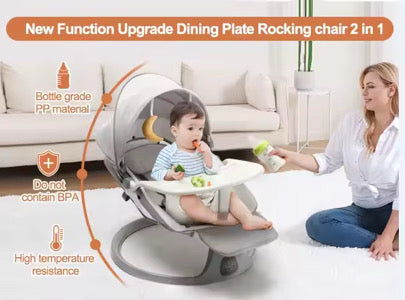 Electric baby swings 2 in 1 with 8 Lullabies , remote control , 5 swings speed , 3 recliner position