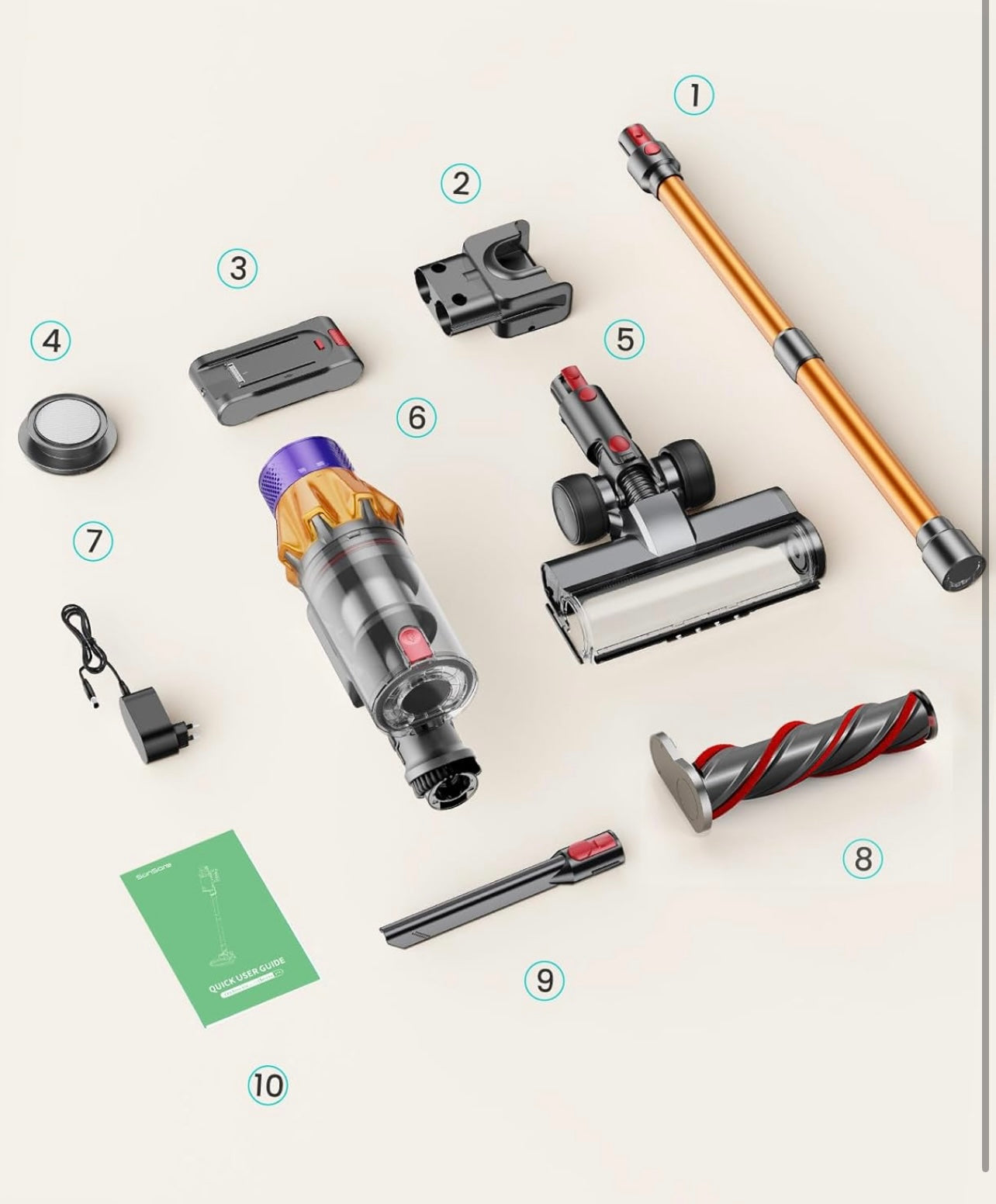 Cordless Vacuum Cleaner, 550W/45Kpa, Max 60 Mins Runtime, Wall-Mounted Charging,Self-Standing, Stick Vacuum Cleaner with Touch Screen, Vacuum Cleaner for Home, 2024 Latest Motor, SunSare X7A