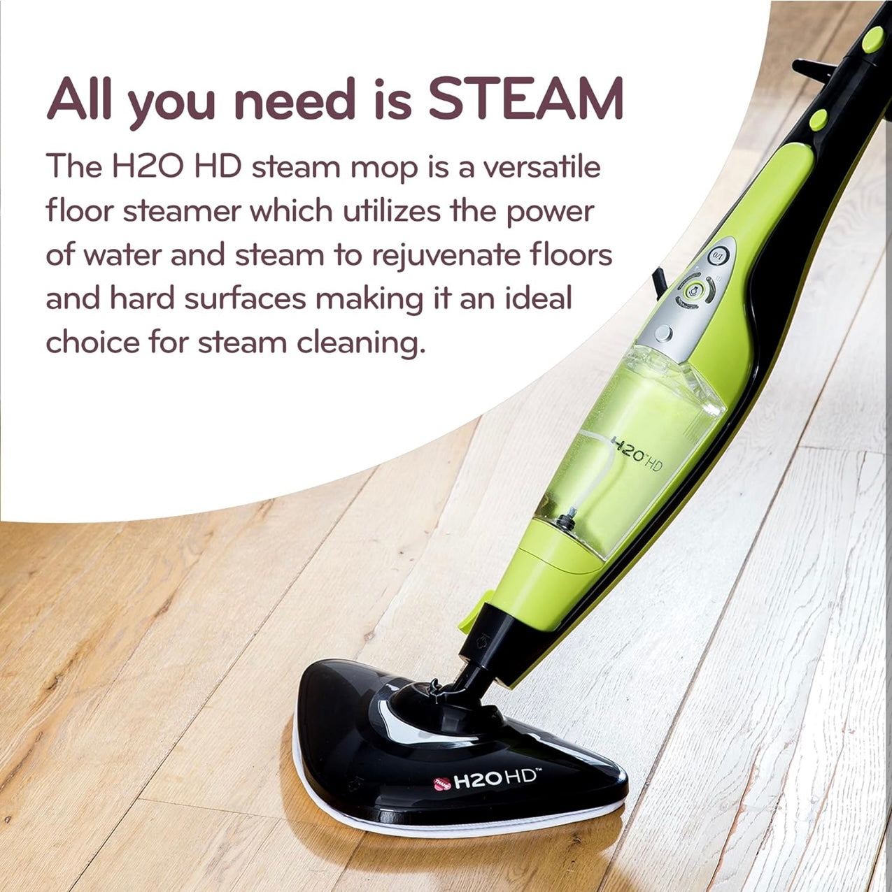 H2O HD Steam Mop and Handheld Steam Cleaner – for Floors, Carpets, Windows, Upholstery, Kitchens & Bathrooms