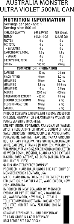 Monster Energy Drink Ultra Violet 24 x 500mL