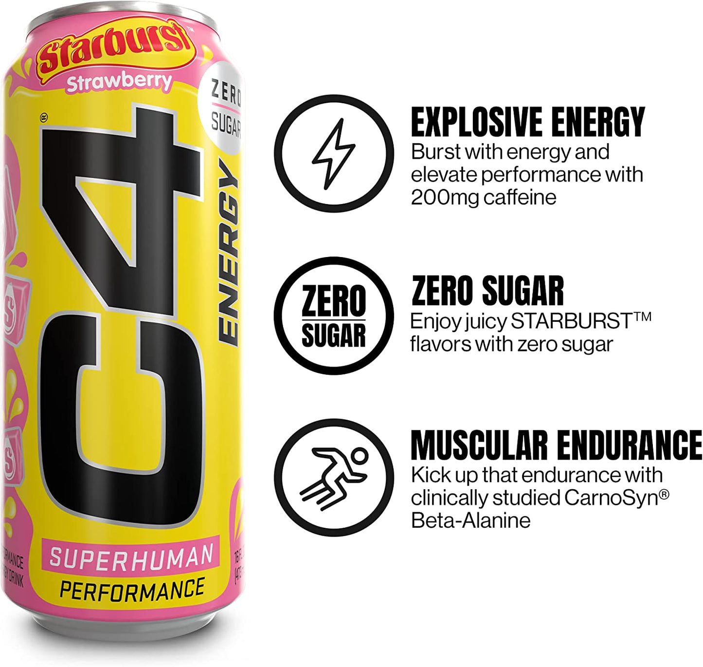 C4 Energy Drink by Cellucor | STARBURST Strawberry 473ml pack of 12