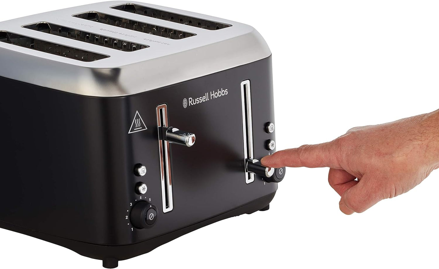 Russell Hobbs RHT514BLK Addison 4 Slice Toaster, Matte Black & RHK510BLK, Addison Digital Kettle, Keep Warm Function, Matte Black