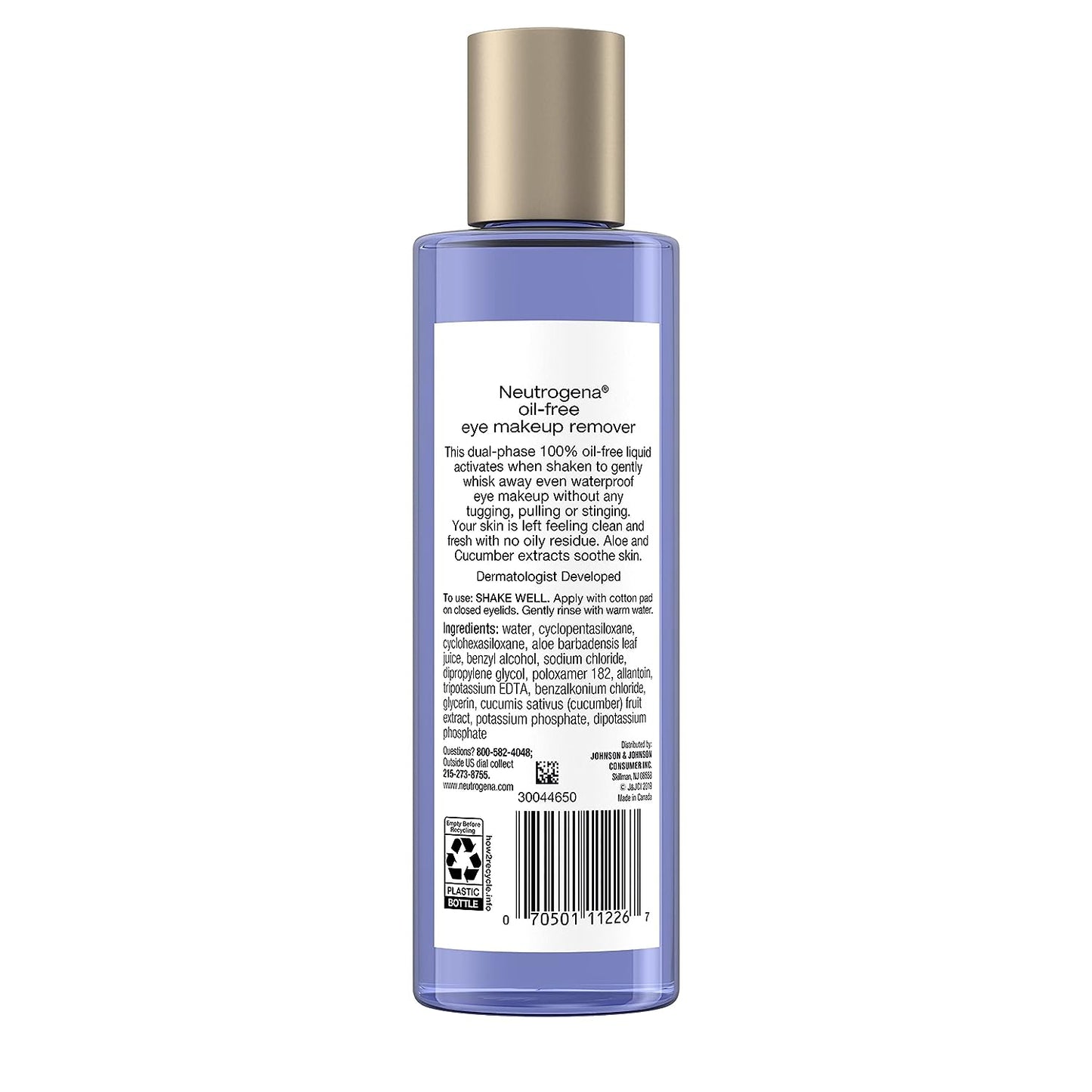 Gentle Oil-Free Eye Makeup Remover & Cleanser for Sensitive Eyes, Non-Greasy Makeup Remover, Removes Waterproof Mascara, Dermatologist & Ophthalmologist Tested, 8.0 fl. oz