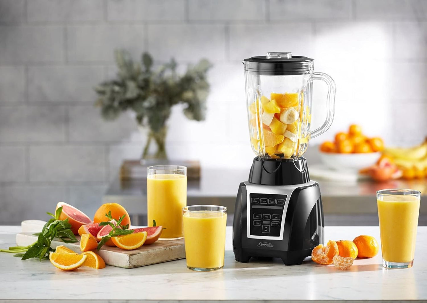 Sunbeam Auto Clean Blender & Smoothie Maker | Self Cleaning Function | 1.25L Glass Jug | Powerful 550W Motor | One-Touch Controls | Crushes Ice | Black | PBT3000BK