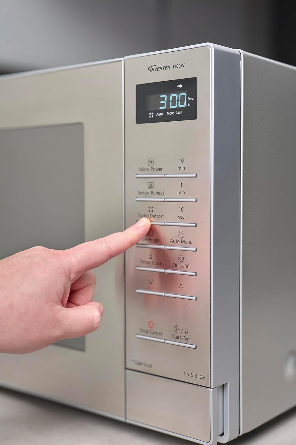 Panasonic 32L 1100W Inverter Microwave Oven with 20 Auto Menus, Sensor Reheat, Turbo Defrost, Large Glass Turntable, Stainless Steel (NN-ST69QSQPQ)