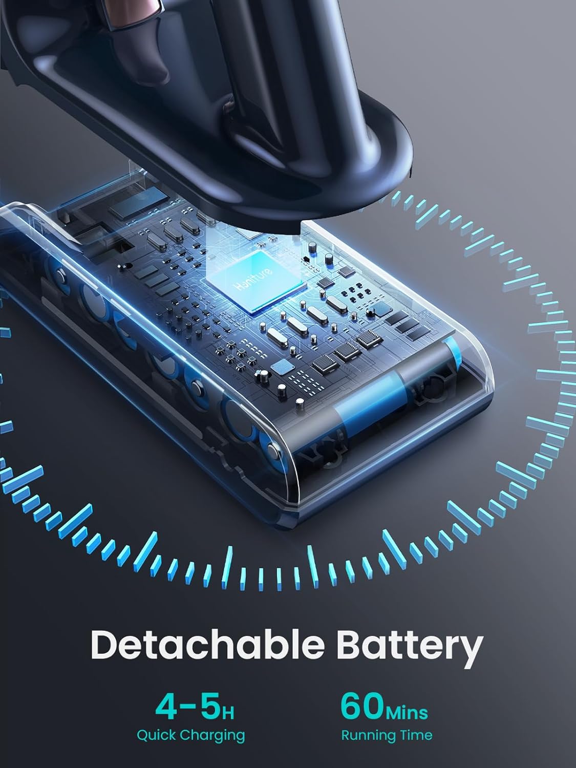 HONITURE Cordless Vacuum Cleaner S15, 450W Powerful Stick Vacuum, Up to 60mins, Big Touch Screen, Vacuum Cleaners for Home, 7x2800mAh Rechargeable Cordless