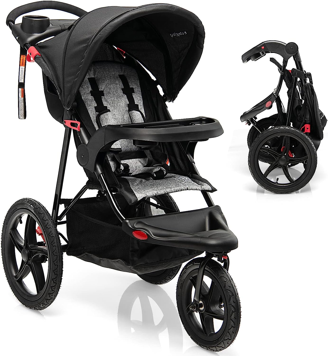 Baby Jogging Stroller, Lightweight Baby Stroller Jogger with Adjustable Canopy & Backrest