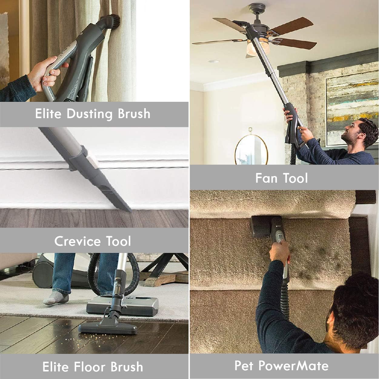 Kenmore Elite 21814 Pet Friendly CrossOver Lightweight Bagged HEPA Canister Vacuum with Pet PowerMate, Extended Telescoping Wand, Retractable Cord, 2 Floor Nozzles, and 4 Cleaning Tools-Silver/Gray