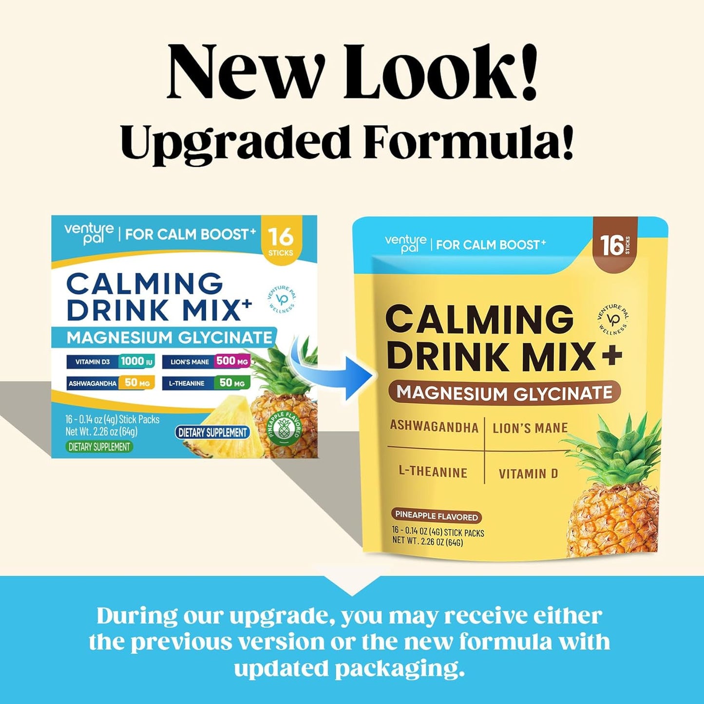 Venture Pal Calming Powdered Drink Mix, Magnesium Glycinate, Ashwagandha,sugar free