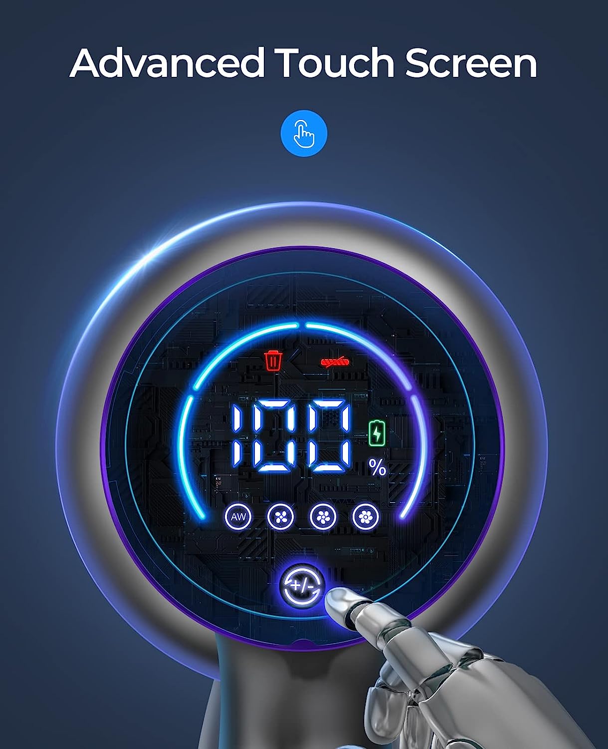 Laresar Cordless Vacuum Cleaner, 33000Pa Stick Vacuum,50Mins Detachable Battery with LCD Touchscreen 3-Speed Adjustment, 400W