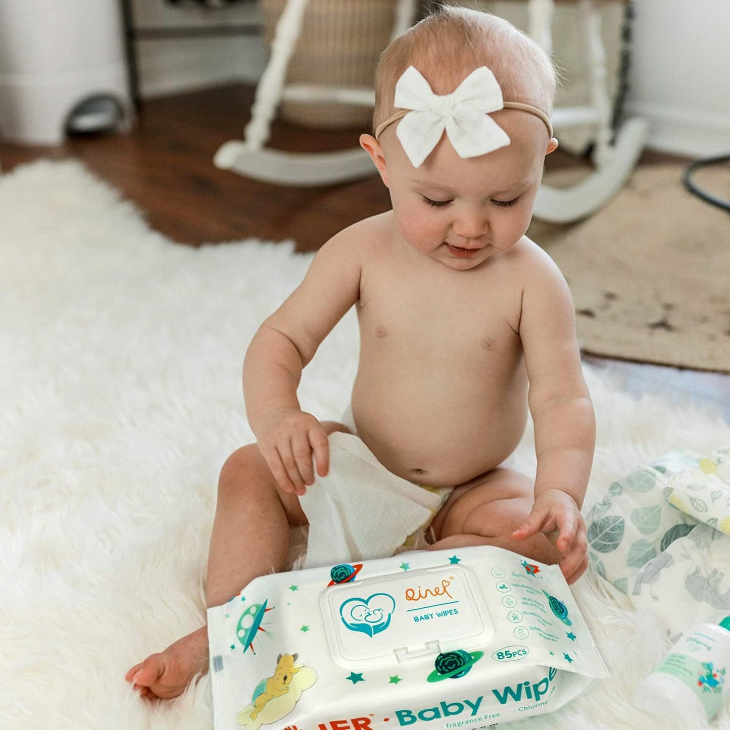 100% Organic Cotton Baby Wet Wipes, 99.9% Pure, Plastic Free & Biodegradable Wet Wipes for Sensitive Skin for Newborn 195 Wipes (3 x 65)