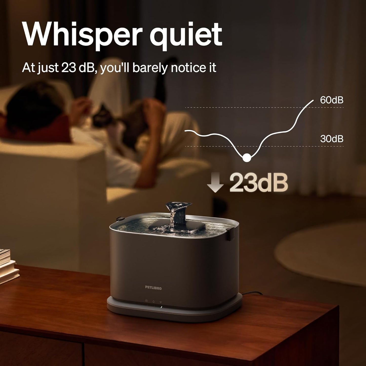 PETLIBRO Upgrade Cat Water Fountain Stainless Steel Tray, Dockstream 2 Cat Fountain Indoor, 3L/101oz