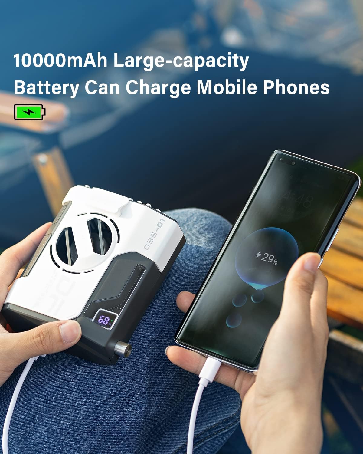 Portable Mini Waist Fan with 24H Working Time, 10000mAh Battery Powered Hands-free Body Fan with 5-Speed, Strong Airflow for T-shirts