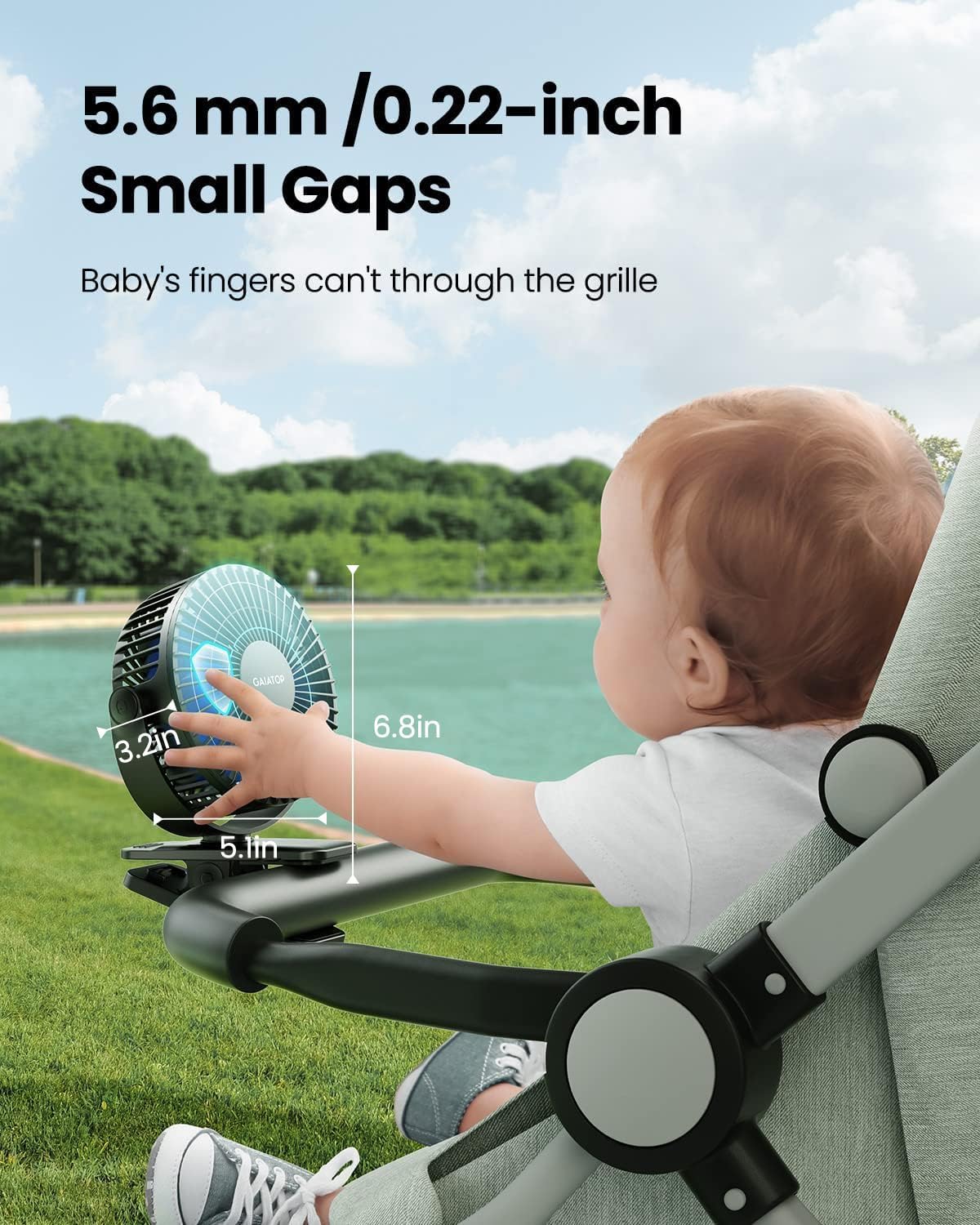 Gaiatop Portable Clip on Fan Battery Operated, Small Powerful USB Desk Fan, 3 Speed Quiet Rechargeable Mini Table Fan, 360° Rotate Personal Cooling Fan for Home Office Stroller Camping