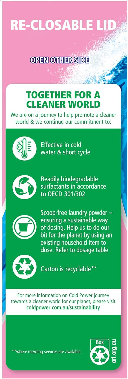Cold Power Washing Powder Sensitive 2kg, Sensitive Laundry Detergent for Effective Stain Removal and Outstanding Results in Cold Water, No Enzyme and Dye and Perfume-Free Laundry Liquid